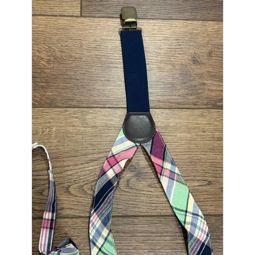 Dressed Up Gymboree Sz 6 And  Up Pink Plaid Suspenders Set Bow tie Tie Lot